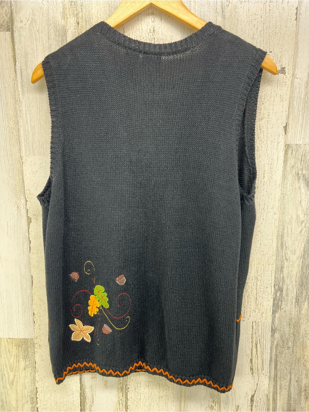 Vtg 90s Holiday Editions Fall Leaf Sweater Vest Cardigan Large - Picture 4 of 6